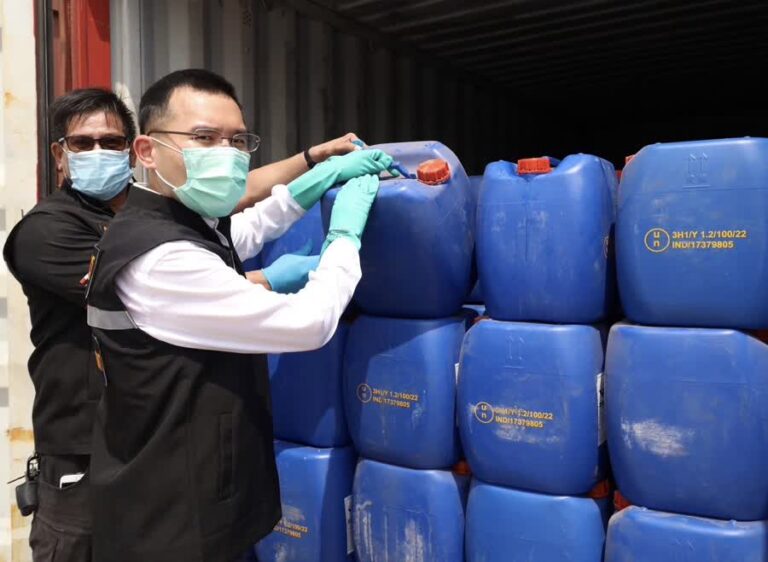 The Laem Chabang Port Customs Office seized 126,000 kgs of Sulfuric acidseized